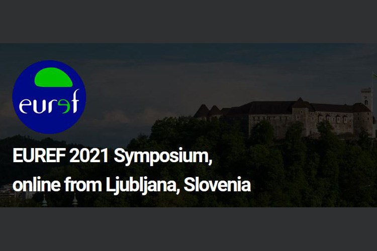 Slika Vizual EUREF 2021, logo s natpisom EUREf 2021, Simpozij, online Ljubljana, Slovenija